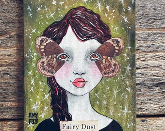 Fairy Dust, Original Artwork, Mixed Media Painting, Collage Art