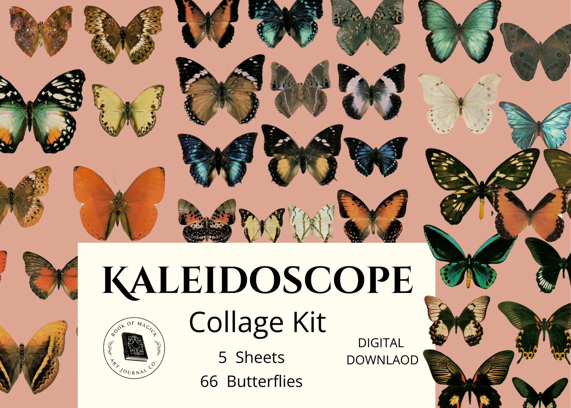 Kaleidoscope of Butterflies, Digital Download, Collage Kit, Art Journal