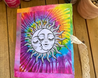 Rainbow Hippie, Junk Journal, Art Journal, Tie Dye, Sun and Moon, Travel Journal, Blank Pages, Rainbow Paper , Spell Book, Nature Journal
