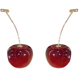 Cherry Drop Earrings  • Chunky Cherry Drop Earrings •  Cherry Earrings •