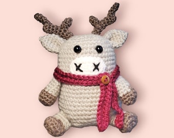 Crochet PATTERN: Reindeer Amigurumi, Instant Digital Download PDF, Reindeer Stuffed Animal Toy, Holiday Gift