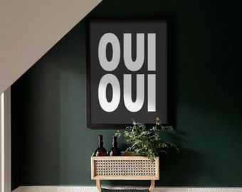 Oui Oui Print | Bathroom Prints, Retro Wall Art, Minimal Prints, Bold Print, Bathroom Decor, Homeware, Retro Style, Boho Prints, Typography