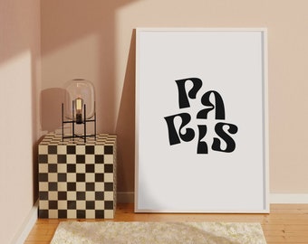 Paris Typography Print | Eclectic Print, Colourful Print, Retro Print, Retro Wall Art, Living Room Print, Bedroom Print, A5 A4 A3 Art