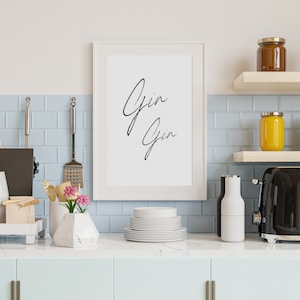 Gin Gin Print | Gin Print, Kitchen Wall Art, Cin Cin Print, Home Bar Decor, Art Deco Print, Bar Cart Print, Bar Wall Art, Typography Print