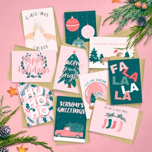 Weihnachtskarten Pack | 10 oder 20 Karten, Handgemachte Weihnachtskarten, Saisonale Karten, Festliche Karten, Frohe Weihnachten, X-Mas Card Set