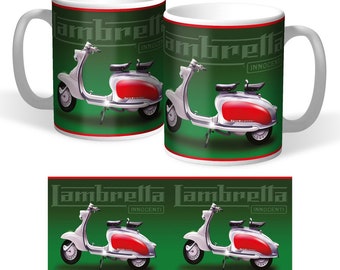 Retro Lambretta Italia moto scooter cyclomoteur huile peut Mug Thé Tasse à café Retro Lambretta Italia moto scooter cyclomoteur huile peut Mug Thé Tasse à café