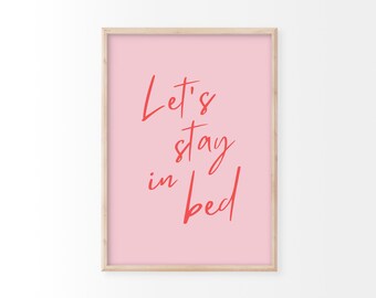 Let's Stay In Bed Print | Bedroom Prints, Retro Wall Art, Minimal Prints, Bold Print, Bedroom Decor, Homeware, Retro Style, Boho Prints
