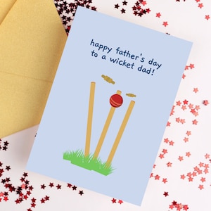 Alles Gute zum Vatertag für einen Wicket-Vater | Lustige Vatertagskarte, Cricket-Karte, Vatertagsgrußkarte, Karte für Papa, Vatertag