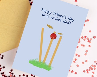 Alles Gute zum Vatertag für einen Wicket-Vater | Lustige Vatertagskarte, Cricket-Karte, Vatertagsgrußkarte, Karte für Papa, Vatertag