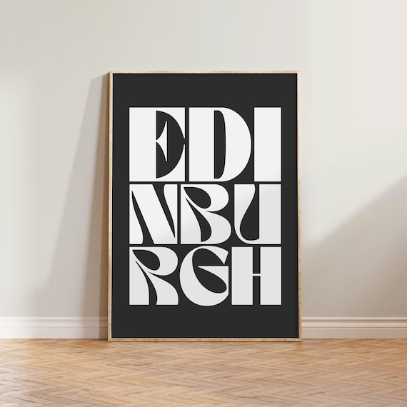 Edinburgh Typography Statement Print | Eclectic Print, Colourful Print, Retro Print, Retro Wall Art, Living Room Print, Scotland Prints, A3