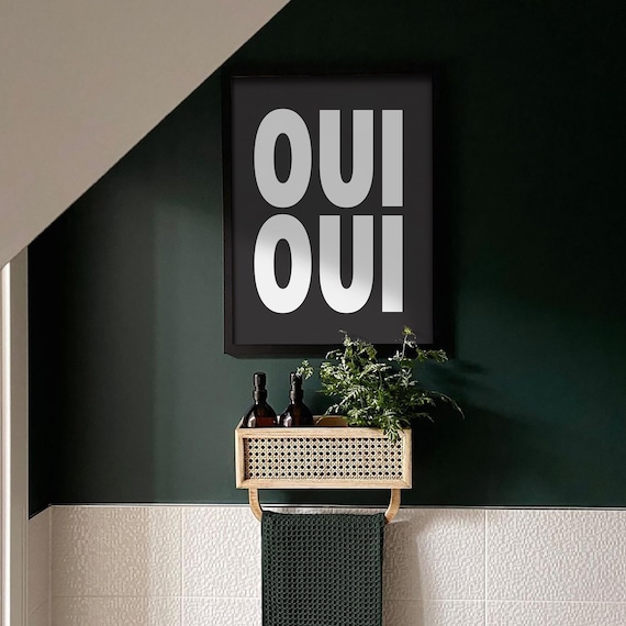 Oui Oui Print | Bathroom Prints, Retro Wall Art, Minimal Prints, Bold Print, Bathroom Decor, Homeware, Retro Style, Boho Prints, Typography
