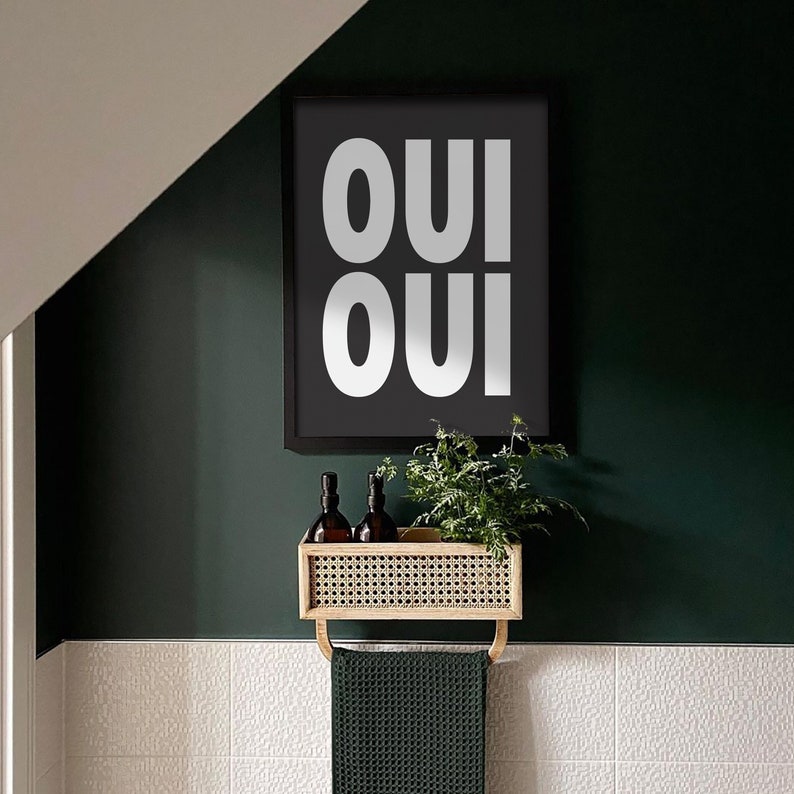 Oui Oui Print Bathroom Prints Retro Wall Art Minimal - Etsy