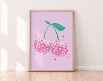 Disco Cherry Print | Disco Print, Eclectic Print, Colourful, Retro Print, Wall Art, Funky Art, Living Room Print, Bedroom Prints