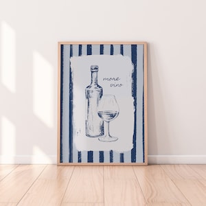 Retro mehr Vino-Druck | Vintage-Bar-Druck, Retro-Wein-Druck, Weinbar, Barwagen, eklektisches Dekor, Vintage-Küchendrucke, Restaurant-Druck
