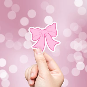 Cute Pink Coquette Bow Waterproof Sticker | Girly Sticker, Pink Decal, Waterbottle Sticker, Stationery, Gift Ideas, E-Reader Sticker