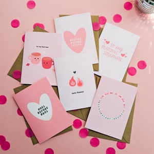 Pacote de cartões de saudações do Dia das Galentine | Pacote de 6 cartões, cartão engraçado das Galentine, cartões de melhores amigas, cartões para melhores amigas, cartões de namorada, A6