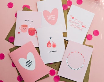 Galentine's Day Greetings Card Pack | Pack Of 6 Cards, Funny Galentine's Card, Besties Cards, Cards For Best Friends, Girlfriend Cards, A6