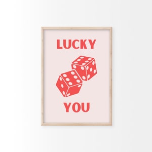 Lucky You Print | Minimalist Prints, Retro Wall Art, Dice Print, Bold Print, Bedroom Decor, Living Room Homeware, Retro Style, Boho Prints
