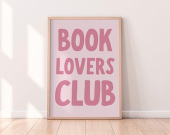 Book Lovers Club Print | Bookish Print, Cute Book Wall Art, Typography Print, Library Wall Art, Home Library Decor, Bookish Gift