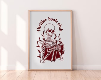 Thriller Book Club Print | Bookish Print, Thriller Book Lover, Mystery Book Lover Print, Library Wall Art, Home Library Decor, Bookish Gift