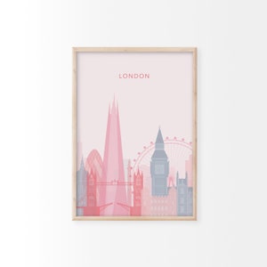 Minimalist London Print | London Wall Art, Retro Travel Poster, London Decor, London Poster, London Eye, Living Room Print, Bedroom Wall Art