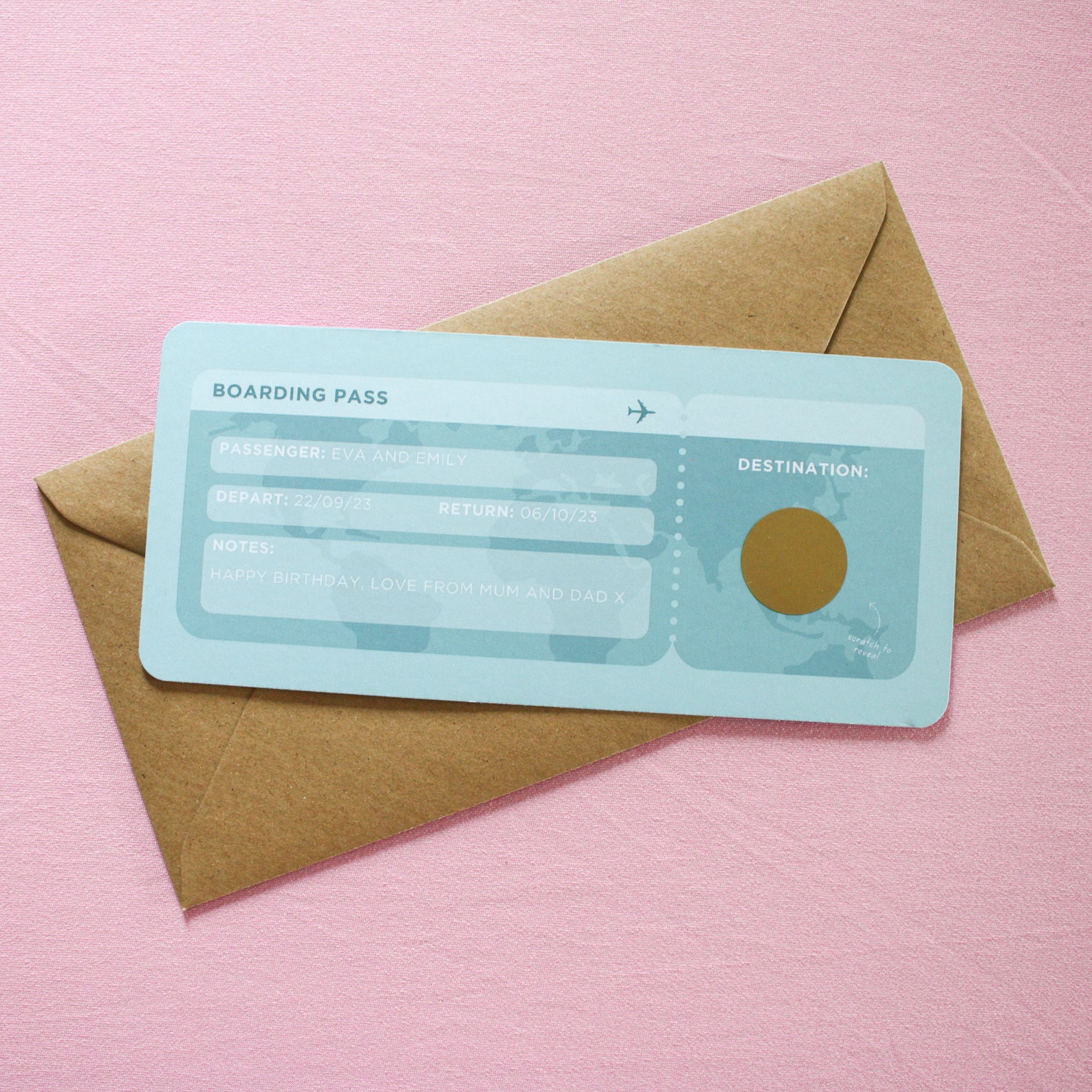 Personalised Holiday Boarding Pass Voucher | Gift Scratch Card, Custom ...