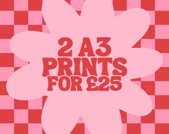2 A3 Prints Bundle | Wall Art, Posters, Colourful Prints, Music Prints, Gallery Wall, Bedroom Prints, Living Room Decor, Kitchen Prints