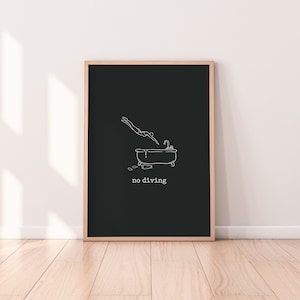 No Diving Print | Bathroom Print, Retro Wall Art, Minimal Print, Bold Print, Bathroom Decor, Homeware, Retro Style, Boho, Line Art Print