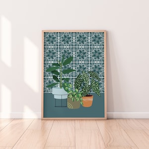 Trio Of Houseplants Print | Houseplant Print, Cute Plant Art, Colourful Print, Boho Art, Plant Lover Gift, Living Room Prints, Bedroom Art