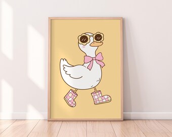 Groovy Goose Print | Funny Print, Cute Wall Art, Silly Goose Print, Certified Silly Goose, Colourful Home Decor, Children's Wall Art