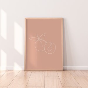Peach Line Art Print | Minimalist Prints, Bathroom Print, Colourful Wall Art, Toilet Room Prints, Gallery Wall Prints, A5 A4 A3 Prints