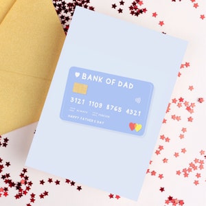 Bank Of Dad Karte | Lustige Vatertagskarte, An Papa, Vatertagsgrußkarte, Karte für Papa, Papas Tag, einfache Vatertagskarten