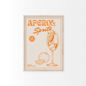 Retro Aperol Spritz Cocktail Druck | Vintage Bar Prints, Retro Italien Print, Cocktail, Barwagen, Eclectic Decor, Vintage Style, Aperol Poster
