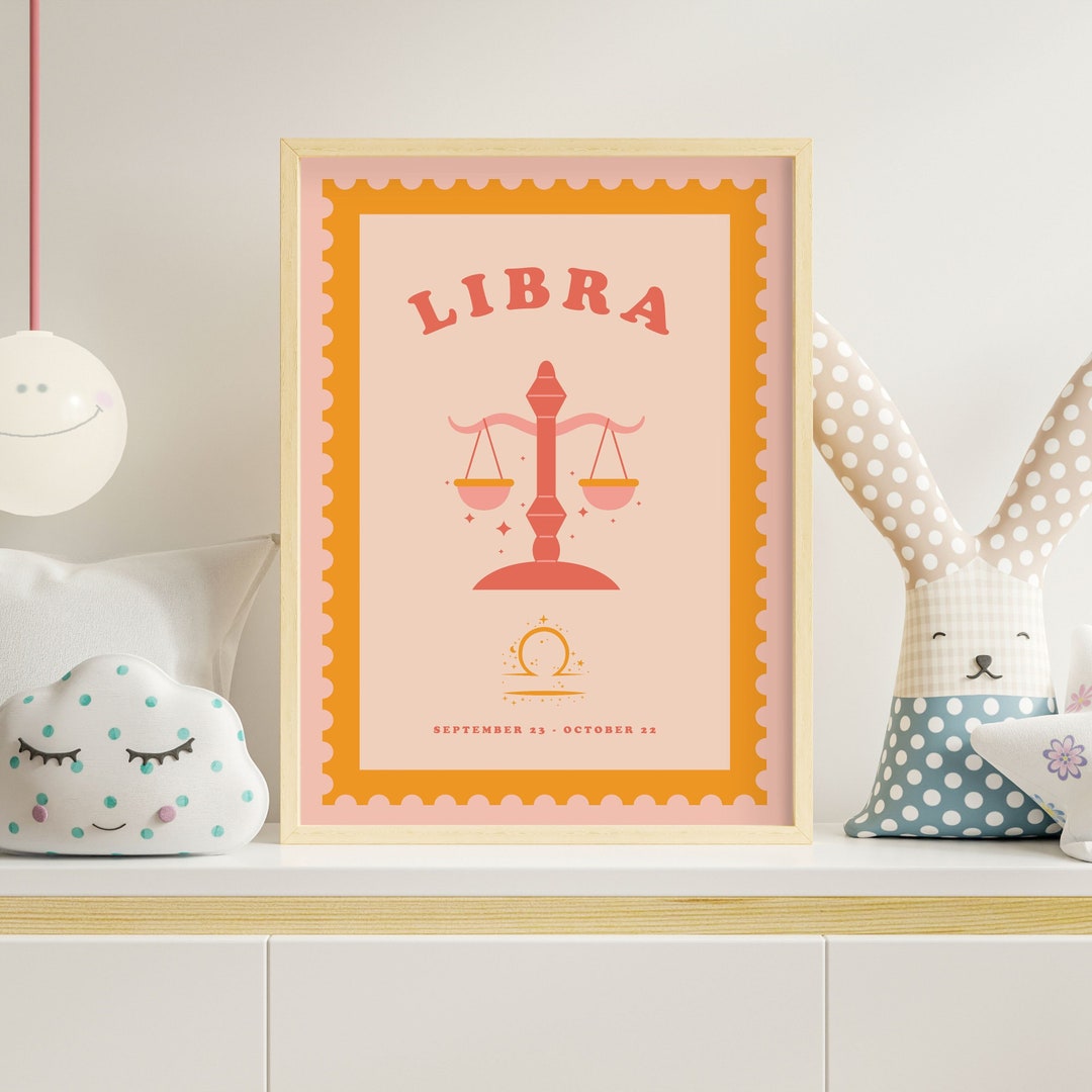 Libra Child Children's Libra Zodiac Print | Nursery Zodiac Print, Astrology Print ...