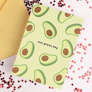 Avo Great Day Karte | Avocado-Grußkarte, Feier-Karte, süße Karte, Geburtstagskarte, Avocado-Geschenke, vegane Grußkarten