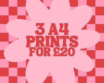 3 A4 Prints Bundle | Wall Art, Posters, Colourful Prints, Music Prints, Gallery Wall, Bedroom Prints, Living Room Decor, Kitchen Prints