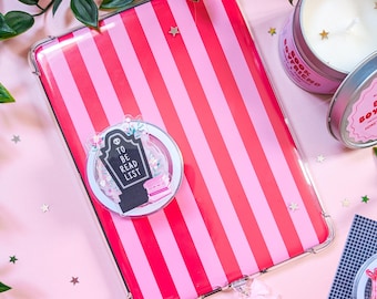 To Be Read List Gravestone Kindle Grip | E-Reader Accessories, Electronic Reader Grip, Bookish Accessories, Phone Grip, Magsafe Grip