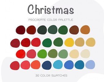 Christmas Color Palette for Procreate | 30 Color Swatches (Instant Download)