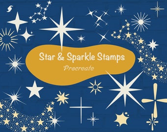 Star and Sparkle Stamps for Procreate | 30 Brushset (Digital Download)