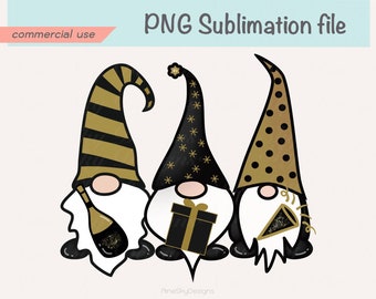 Clipart PNG di gnomo nero e oro per la festa di Capodanno (download digitale)