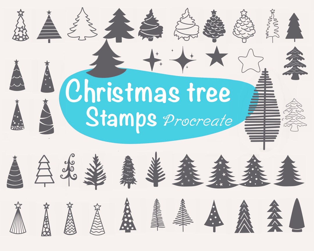 Christmas Tree Stamps for Procreate | Brush Set (44) - Etsy