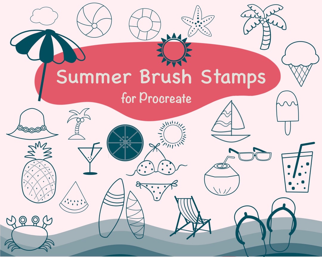 Summer Stamps for Procreate | Procreate Stamps Summer| Procreate ...
