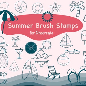 Summer Stamps for Procreate | Procreate Stamps summer| Procreate Brushes Stamps summer | Doodle Stamps for Procreate