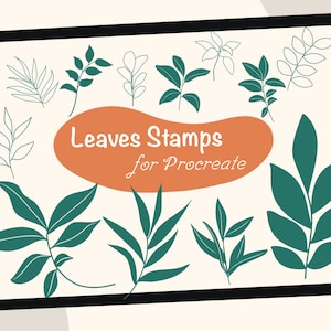 Leaves Stamps for Procreate | Procreate stamps leave | Procreate Brushes Stamps Botanical |Procreate stamps leaves line