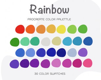 Rainbow Color Palette for Procreate | 30 Color Swatches (Instant Download)