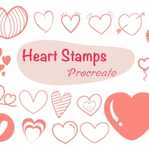 Heart Stamps for Procreate | Procreate Stamps heart shape | Procreate Stamp Brushes heart | Doodle Stamps for Procreate