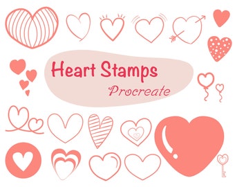 Heart Stamps for Procreate | 20 Doodle Stamp Brushes (brushset file)