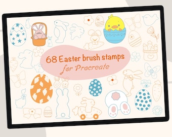 68 Oster Procreate Stempel | Hasen, Eier Pinsel Set (Digital Download)