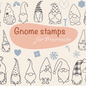 Gnome Stamps for Procreate | Procreate Stamps Christmas gnome | Procreate Brushes Stamps gnome | Build gnome stamps for procreate