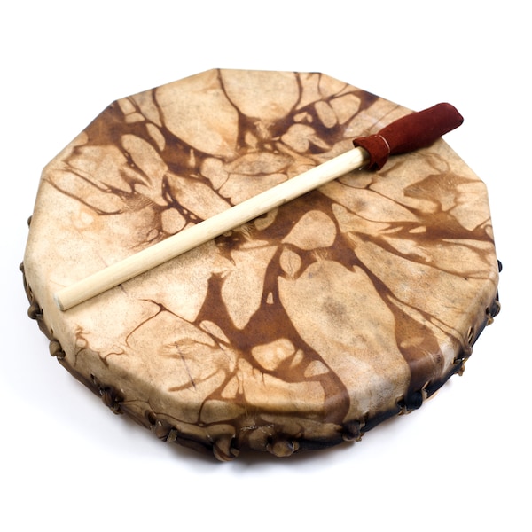 Handmade Native-Style Shaman Frame Drum • Deer Hide Cedar • Sound Healing & Ceremony (10″, 13″, 16″)